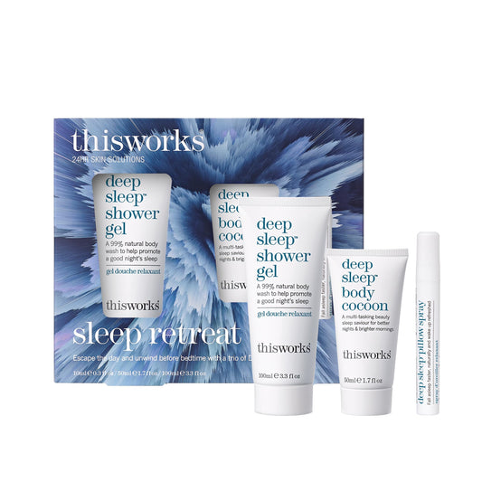 This Works Sleep Retreat Gift Set - Travel Size Kit with Deep Sleep Pillow Spray and Shower Gel - Includes Deep Sleep Body Cocoon Body Lotion Infused with Lavender, Camomile and Vetivert to Aid Sleep