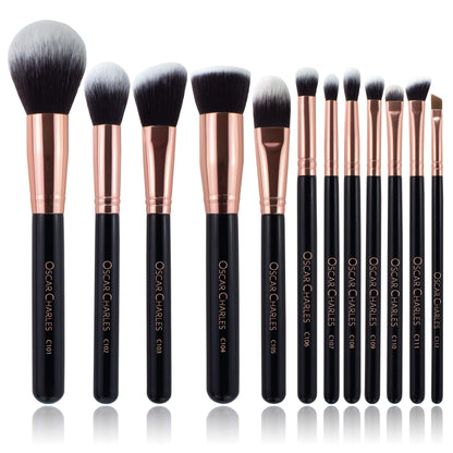 Oscar Charles Makeup Brush Set, 12 Piece Makeup Brushes Set Professional, Six Face Make up Brushes & Six Eye Makeup Brushes Set - Rose Gold