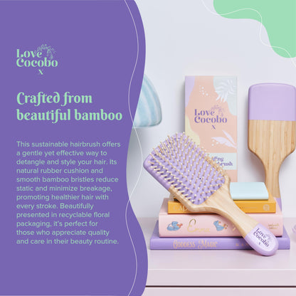Love Cocobo | Hair Brush | PLASTIC FREE | Eco Hairbrush to Detangle Wet & Dry Long & Short Thick & Thin Hair | Curl Defining Blow Dry Paddle Brush | Bamboo Hairbrush for Wavy Curly & Straight Locks