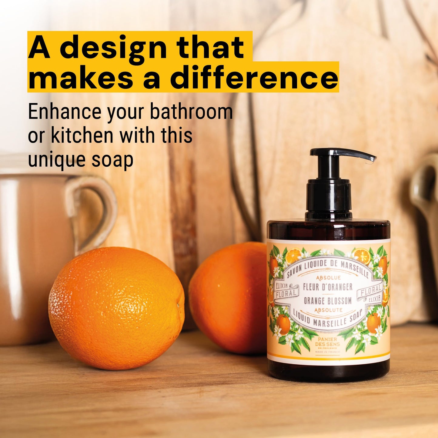 Panier des Sens - Liquid Hand Soap – Orange Blossom Soothing HandWash – With Olive - Savon de Marseille Made in France - Organic Hand Wash 96% Natural Ingredients - Vegan Soap 500ml