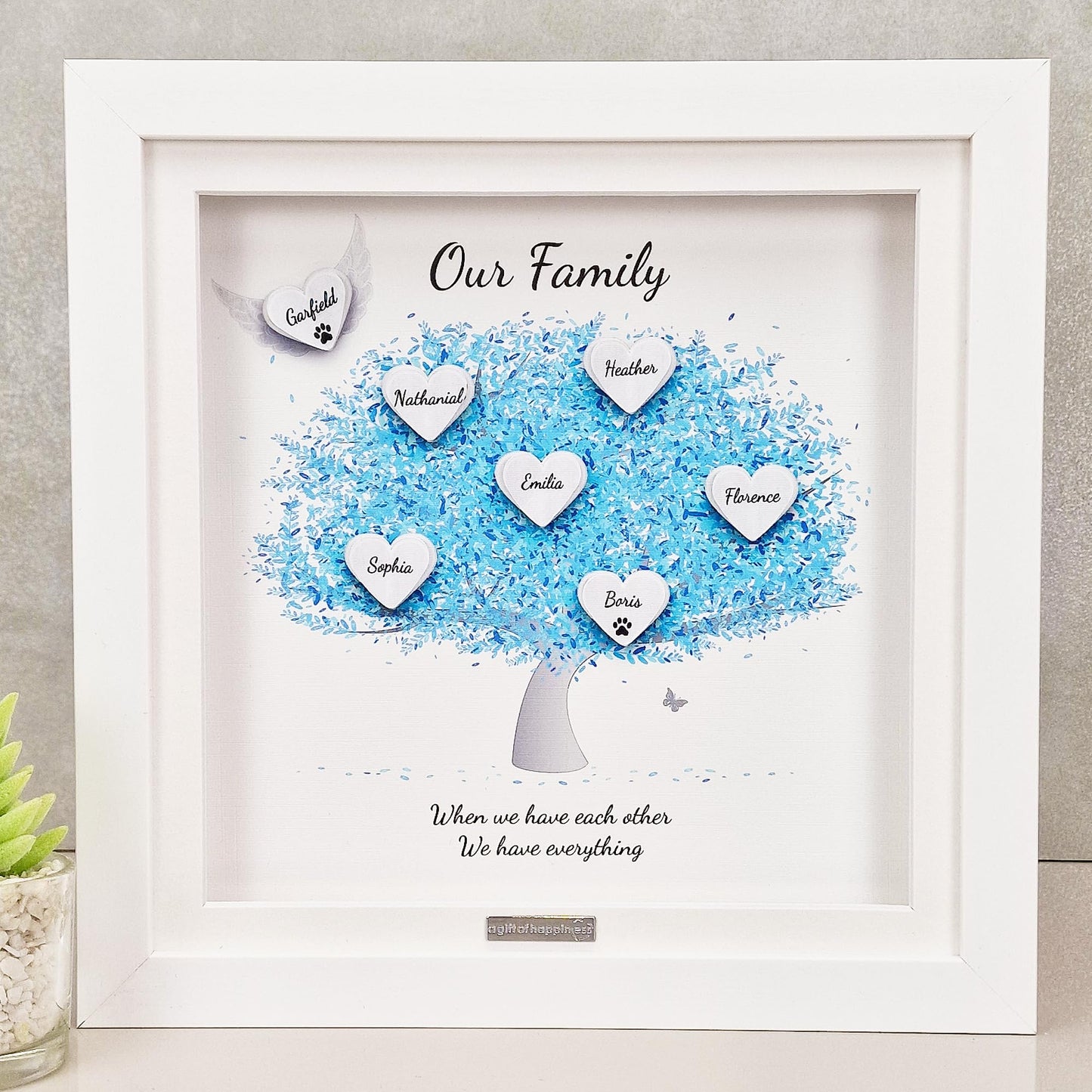 Our family tree | Framed family tree Print | Personalised Family Tree Gift Frame | 3D Family Tree Picture Frame Present Family Gift Christmas