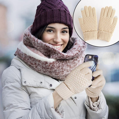 BDSHUNBF 4 Pairs Women's Warm Touchscreen Gloves, Elastic Cuff Anti-Slip Gloves for Texting and Winter