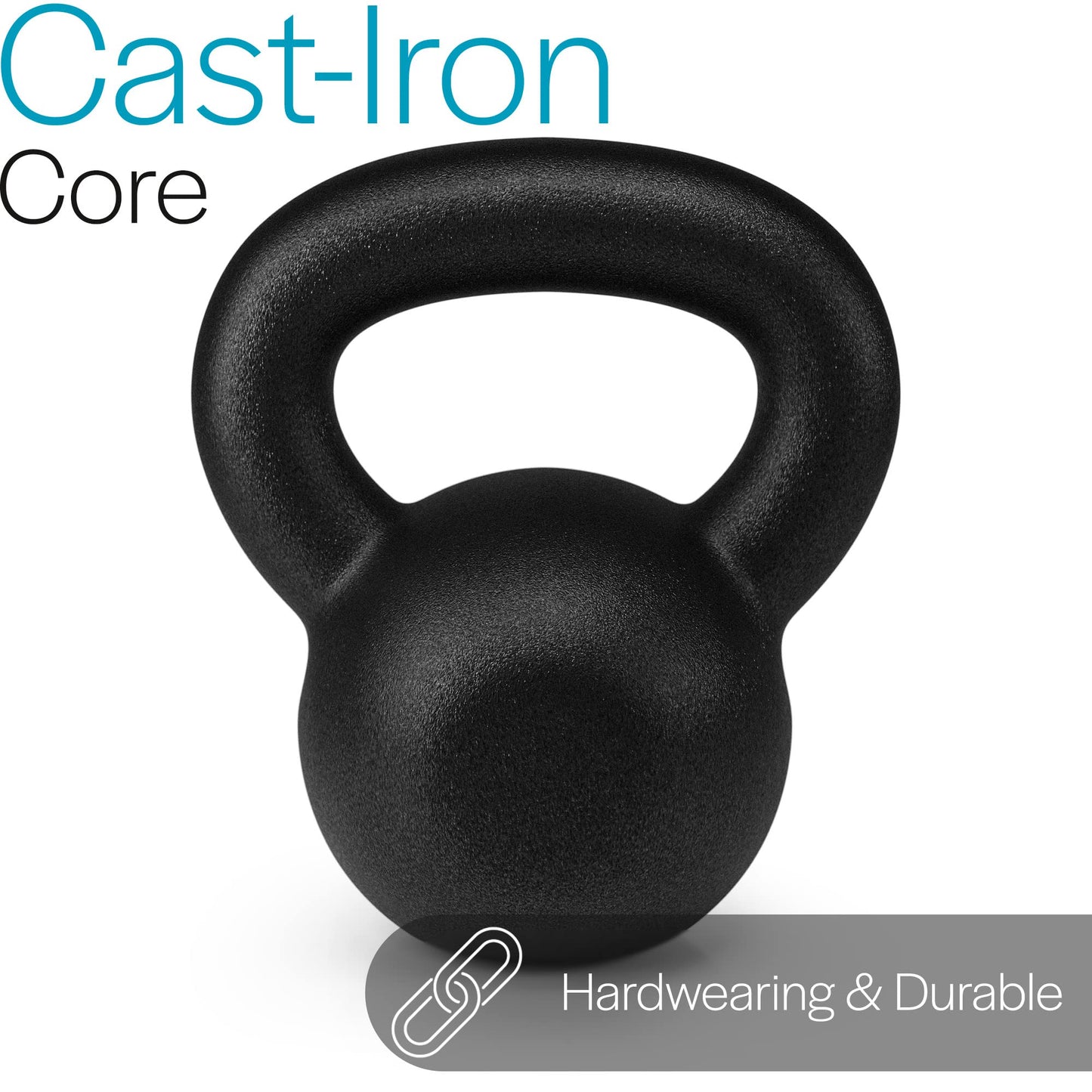 Core Balance 10kg Kettlebell Weight Cast Iron Neoprene Coated Heavy Duty Strength Training (Blue)