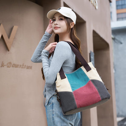 SIVENKE Women's Canvas Handbag, Casual Shoulder Bag, Retro Canvas Hobo Bag, Shopper Bag, red, Casual, retro