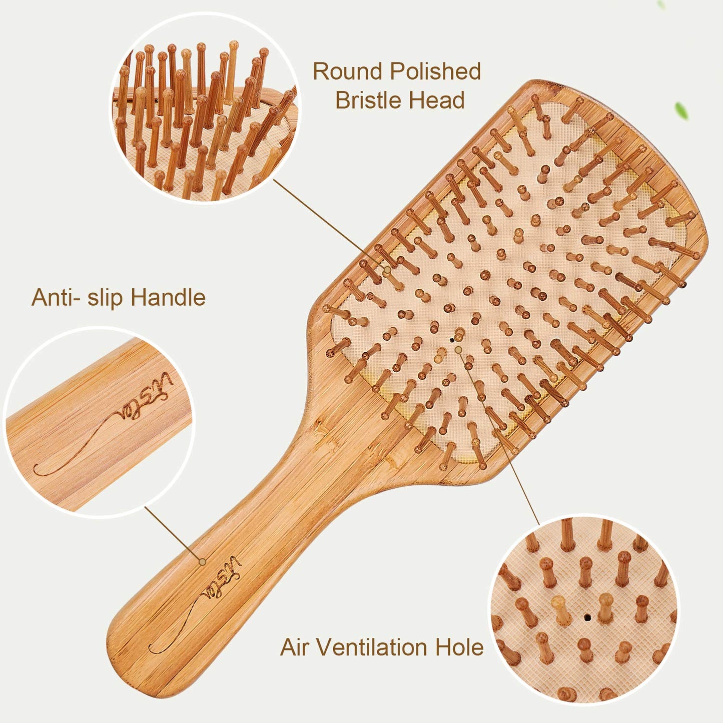 Hair Brush Bamboo Hairbrush For Long,Thick,Curly,Wavy,Dry or Damaged Hair, Paddle Hair Brush Reducing Hair Breakage and Frizzy, No More Tangle