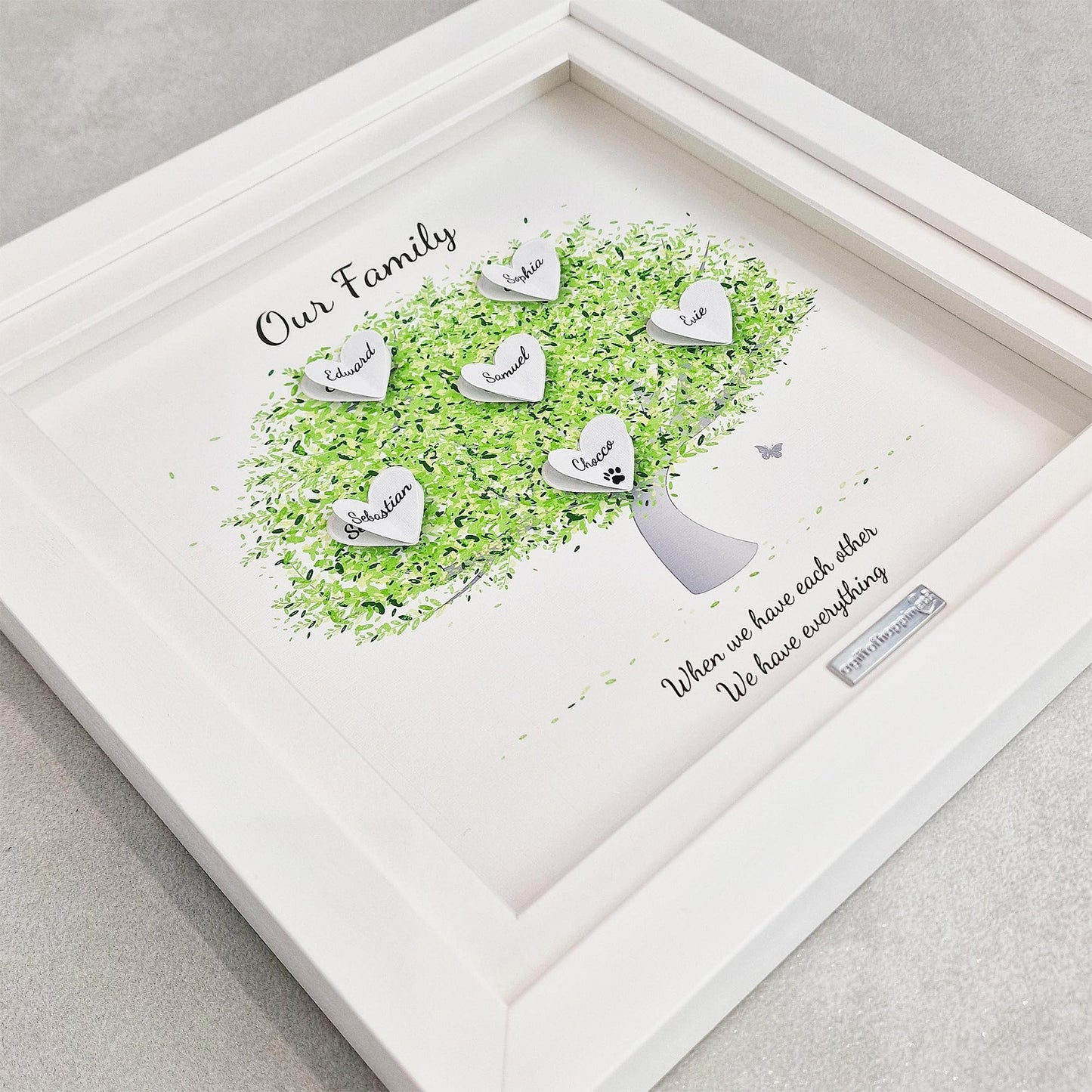 Our family tree | Framed family tree Print | Personalised Family Tree Gift Frame | 3D Family Tree Picture Frame Present Family Gift Christmas