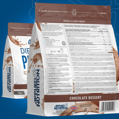 Applied Nutrition Diet Whey - High Protein Powder Supplement, Low Carb & Sugar, for Weight Management with CLA, L Carnitine, Green Tea (1kg - 40 Servings) (Chocolate Dessert)
