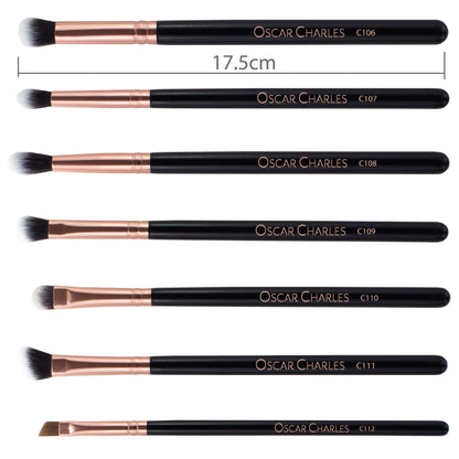 Oscar Charles Makeup Brush Set, 12 Piece Makeup Brushes Set Professional, Six Face Make up Brushes & Six Eye Makeup Brushes Set - Rose Gold