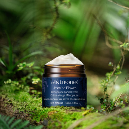 Jasmine Flower Menopause Facial Cream – Menopause Skincare for Redness, Sensitivity, Dehydration, and Blemishes - Organic Oat Extract, GABA & Manuka Honey – All Skin Types – 60ml