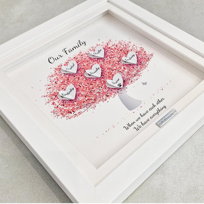 Our family tree | Framed family tree Print | Personalised Family Tree Gift Frame | 3D Family Tree Picture Frame Present Family Gift Christmas