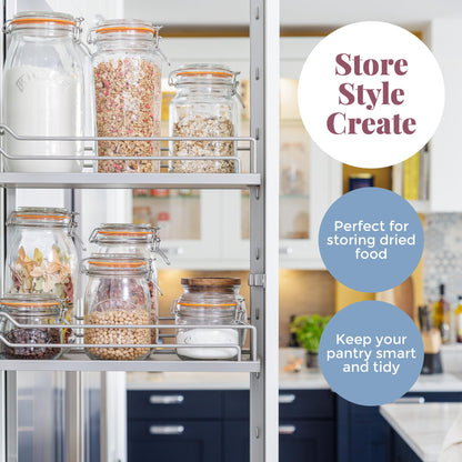 Kilner Clip Top Jar 1 Litre (1000 ml) Airtight Glass Storage Jar for Preserving Fruits Vegetables Coffee Tea Rice Flour Nuts Pasta