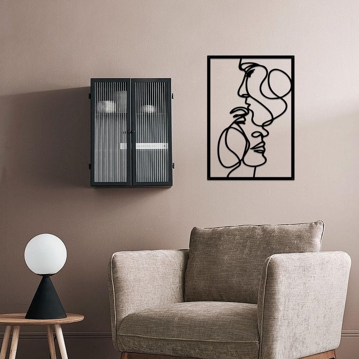 ESTART 3 Pieces Metal Minimalist Line Wall Art, Valentine's Day Lover Kiss Hand Metal Wall Decor, Aesthetic Modern Home Hanging Wall Art Decor for Bedroom Living Room