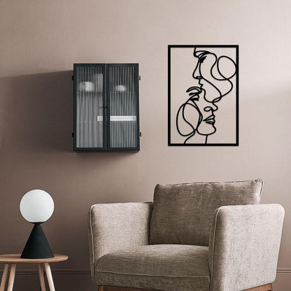 ESTART 3 Pieces Metal Minimalist Line Wall Art, Valentine's Day Lover Kiss Hand Metal Wall Decor, Aesthetic Modern Home Hanging Wall Art Decor for Bedroom Living Room