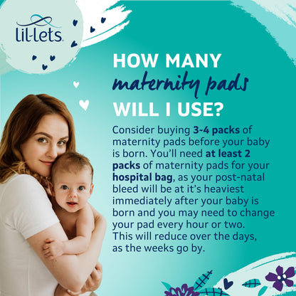 Lil-Lets Maternity Pads | 10 x Extra Long Maxi Thick Pads with Wings