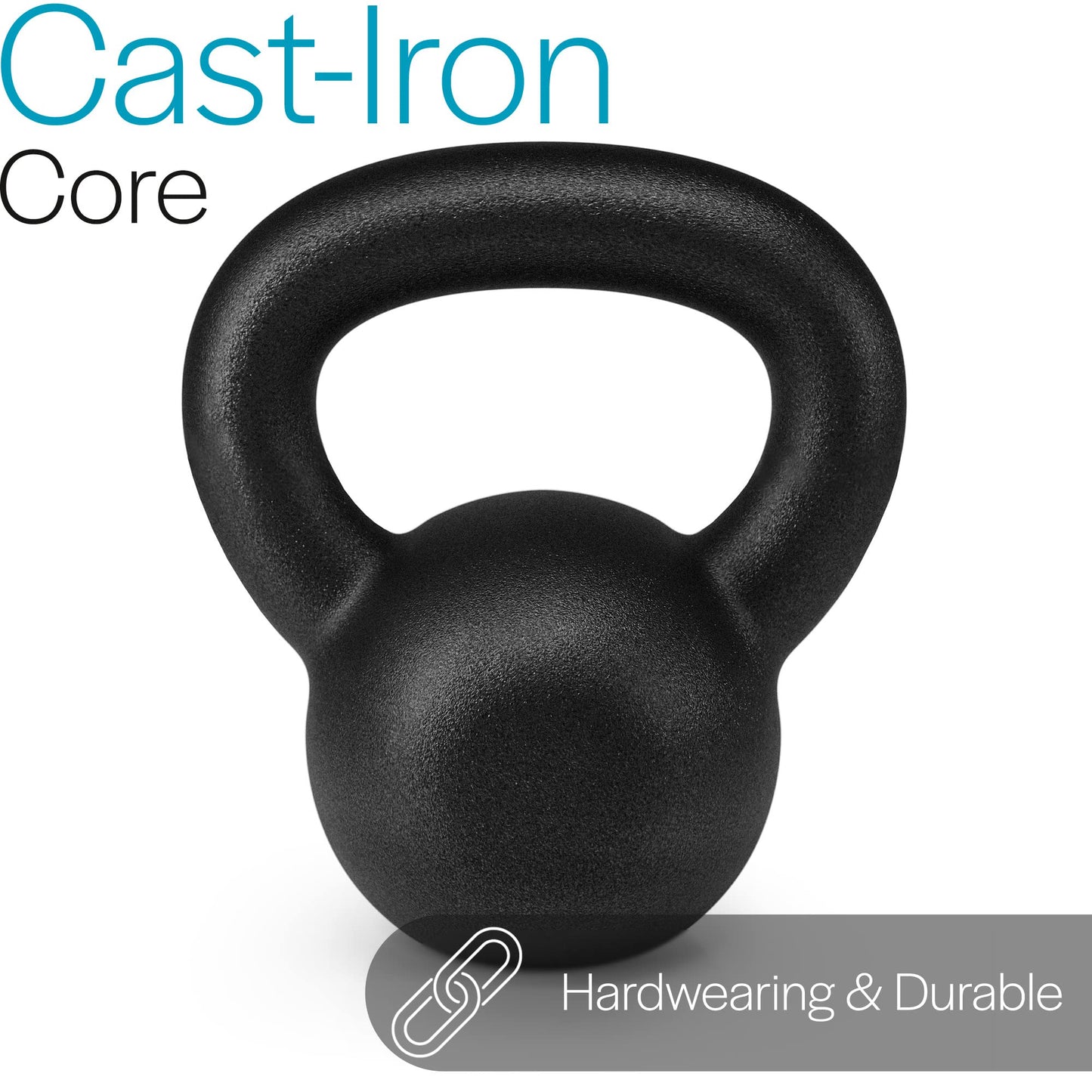 Core Balance 6kg Kettlebell Weight Cast Iron Neoprene Coated Heavy Duty Strength Training (Purple)