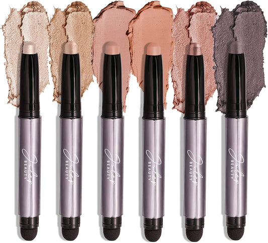 Julep Eyeshadow 101 Crème-to-Powder Eyeshadow Stick (6 Piece Kit - Garden Party) Long-Lasting, Waterproof-Blendable, Crease-Proof Eye Shadow Stick with Built-In Smudger - Neutral Matte &Shimmer Shades