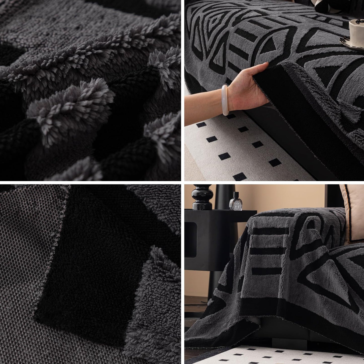 tianxinbaobei Large Sofa Throw for Couch, Soft and Warm Throw Blanket for Sofa, Anti-scratch Pet Friendly Plush Sofa Cover(Dark Gray/180x340cm/70 x134)