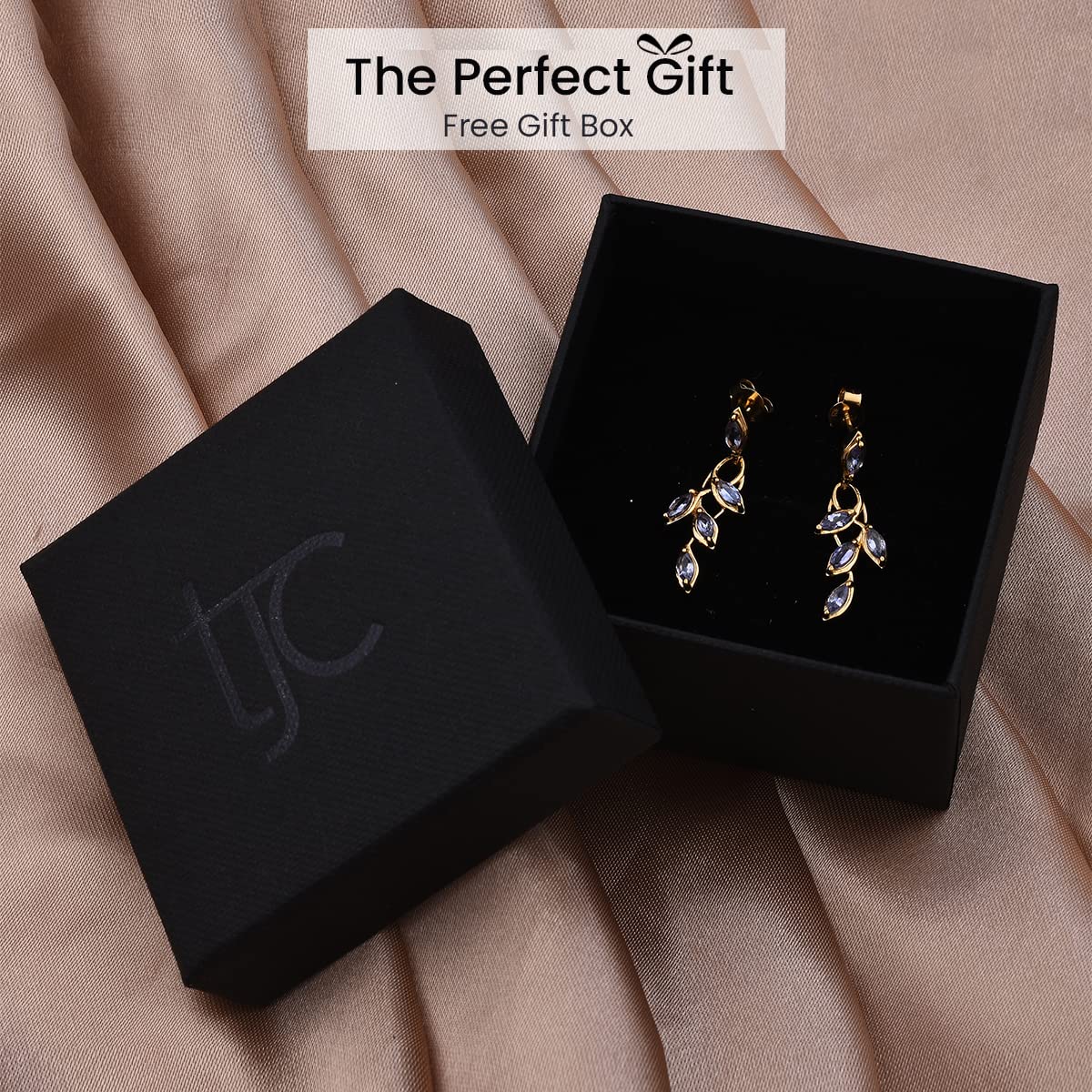 TJC Tanzanite Drop Dangle Earrings for Women in 14ct Gold Plated 925 Sterling Silver for Girlfriend Wife Mother Blue Coloured December Birthstone
