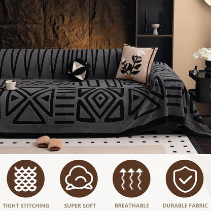 tianxinbaobei Large Sofa Throw for Couch, Soft and Warm Throw Blanket for Sofa, Anti-scratch Pet Friendly Plush Sofa Cover(Dark Gray/180x340cm/70 x134)