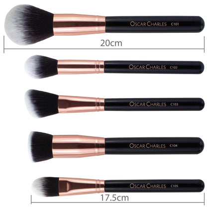 Oscar Charles Makeup Brush Set, 12 Piece Makeup Brushes Set Professional, Six Face Make up Brushes & Six Eye Makeup Brushes Set - Rose Gold