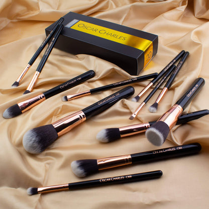 Oscar Charles Makeup Brush Set, 12 Piece Makeup Brushes Set Professional, Six Face Make up Brushes & Six Eye Makeup Brushes Set - Rose Gold