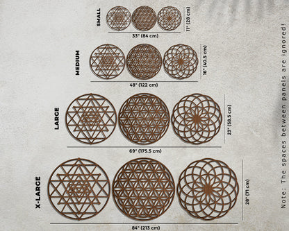 Sacred Geometry Wood Wall Art Decor, Mandala Wall Art, Geometric Wooden Wall Decoration, 3 Piece Sacred Geometry Wall Art