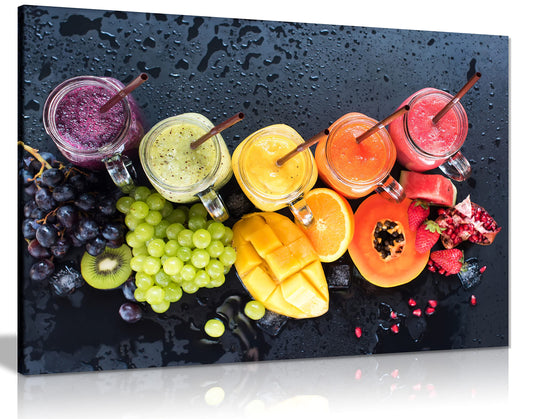 Panther Print, Canvas Wall Art, Framed Prints for Dining Room, Kitchen Wall Decor, Colourful Various Fruit Food, Print for Special Occasions (24x16 Inch)