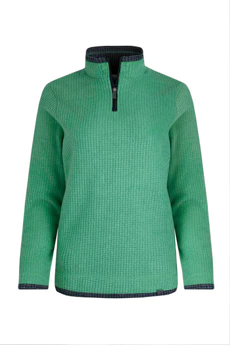Weird Fish - Beye 1/4 Zip Grid Fleece Grass Green