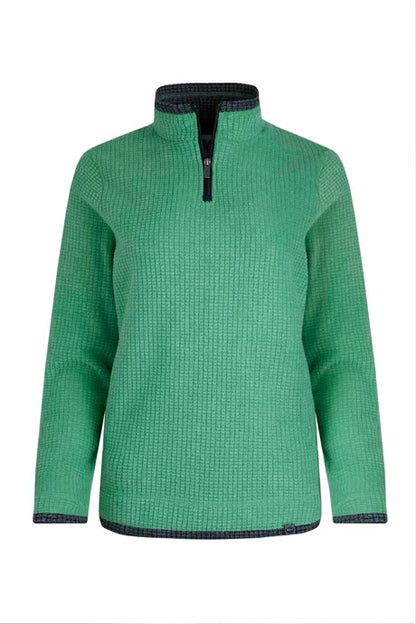 Weird Fish - Beye 1/4 Zip Grid Fleece Grass Green