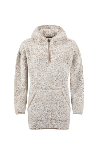 Weird Fish - Faye Cosy Longline Fleece Hoodie Beige