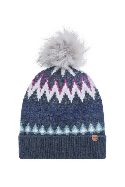 Weird Fish - Frady Fair Isle Bobble Hat Navy