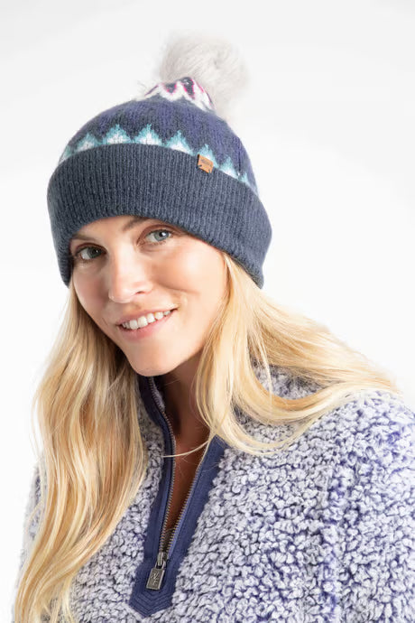 Weird Fish - Frady Fair Isle Bobble Hat Navy