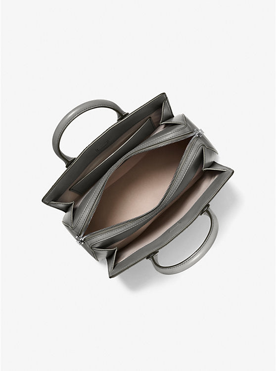 Michael Kors - Laila Medium Logo Embossed Burnished Leather Satchel