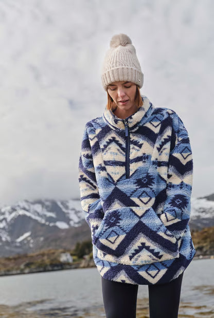 Weird Fish - Pikard Printed Plus Qtr Zip Fleece Eclipse Blue