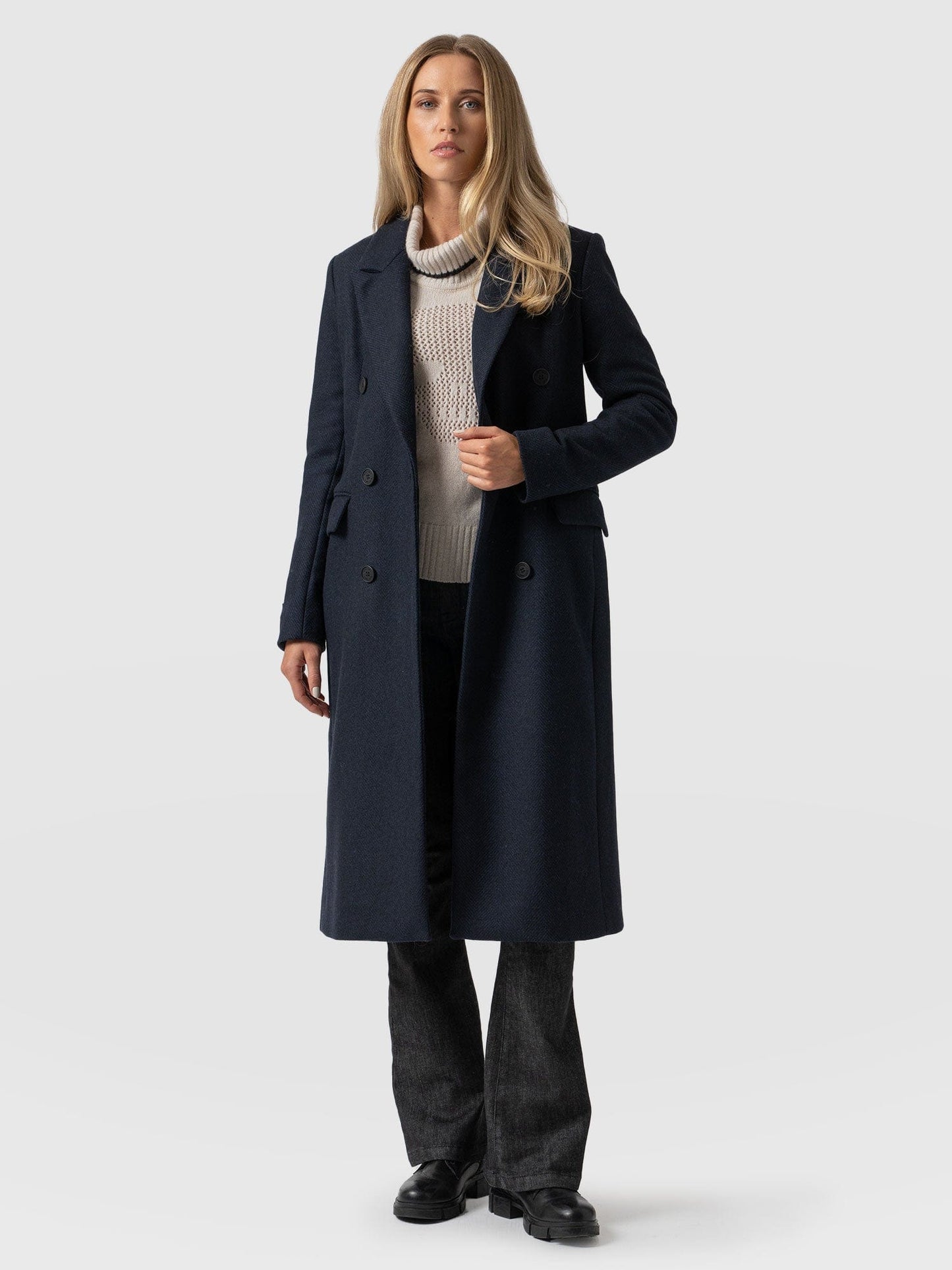 Saint + Sofia - Cambridge Coat - Navy Chevron