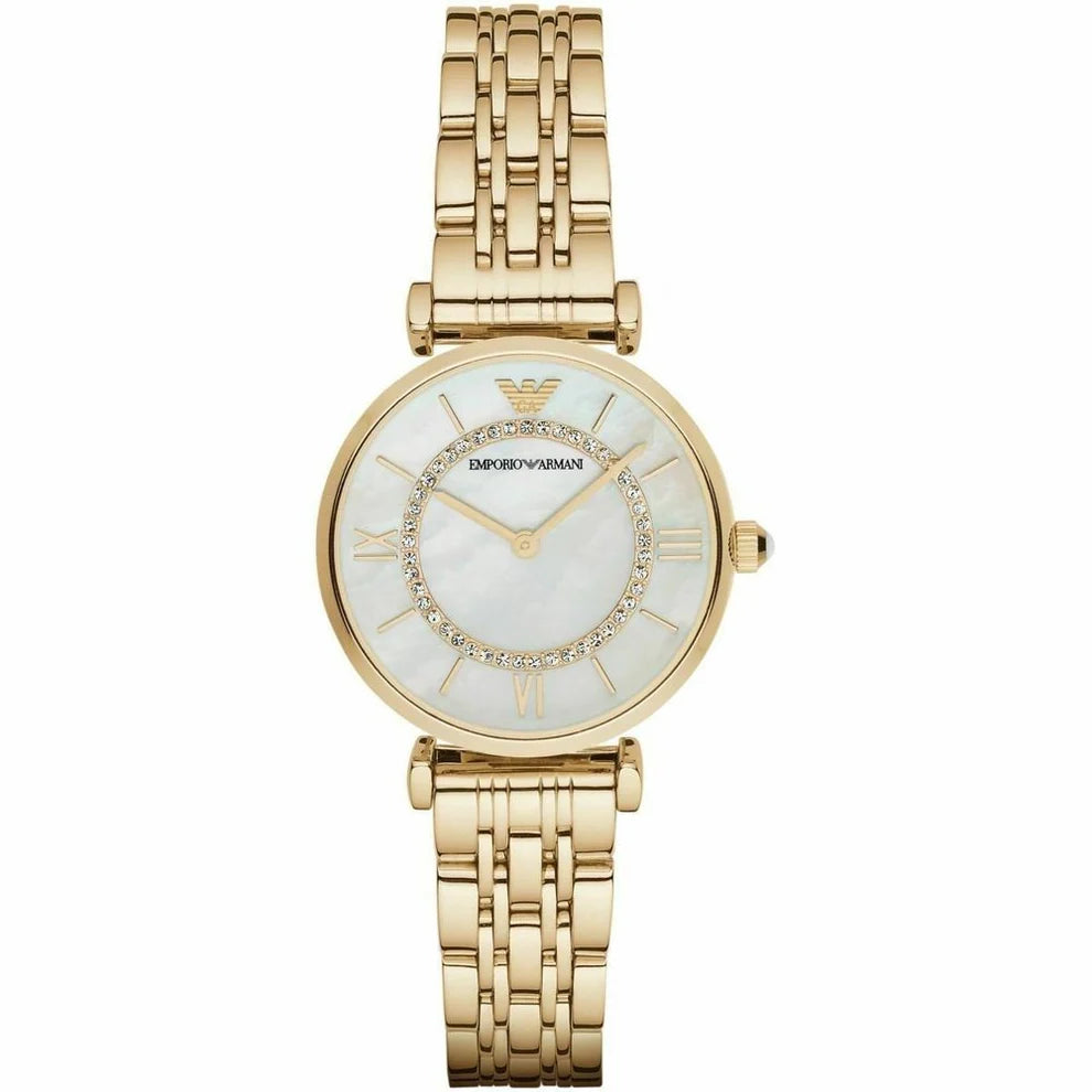 Emporio Armani AR1907 Mother of Pearl Dial Gold-Tone Stainless Steel Ladies Watch