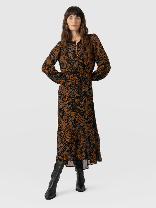 Saint + Sofia - Evelyn High Low Dress - Brown Zebra