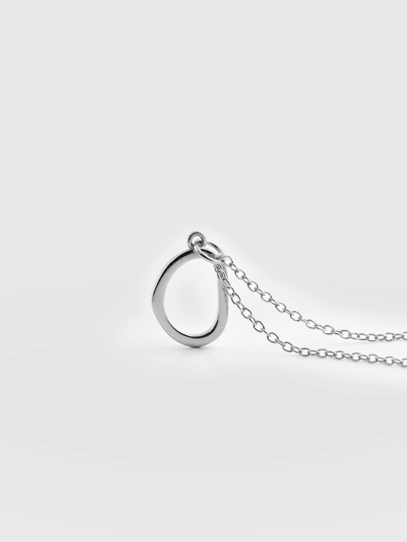 Saint + Sofia - Organic Open Oval Charm Necklace - Silver