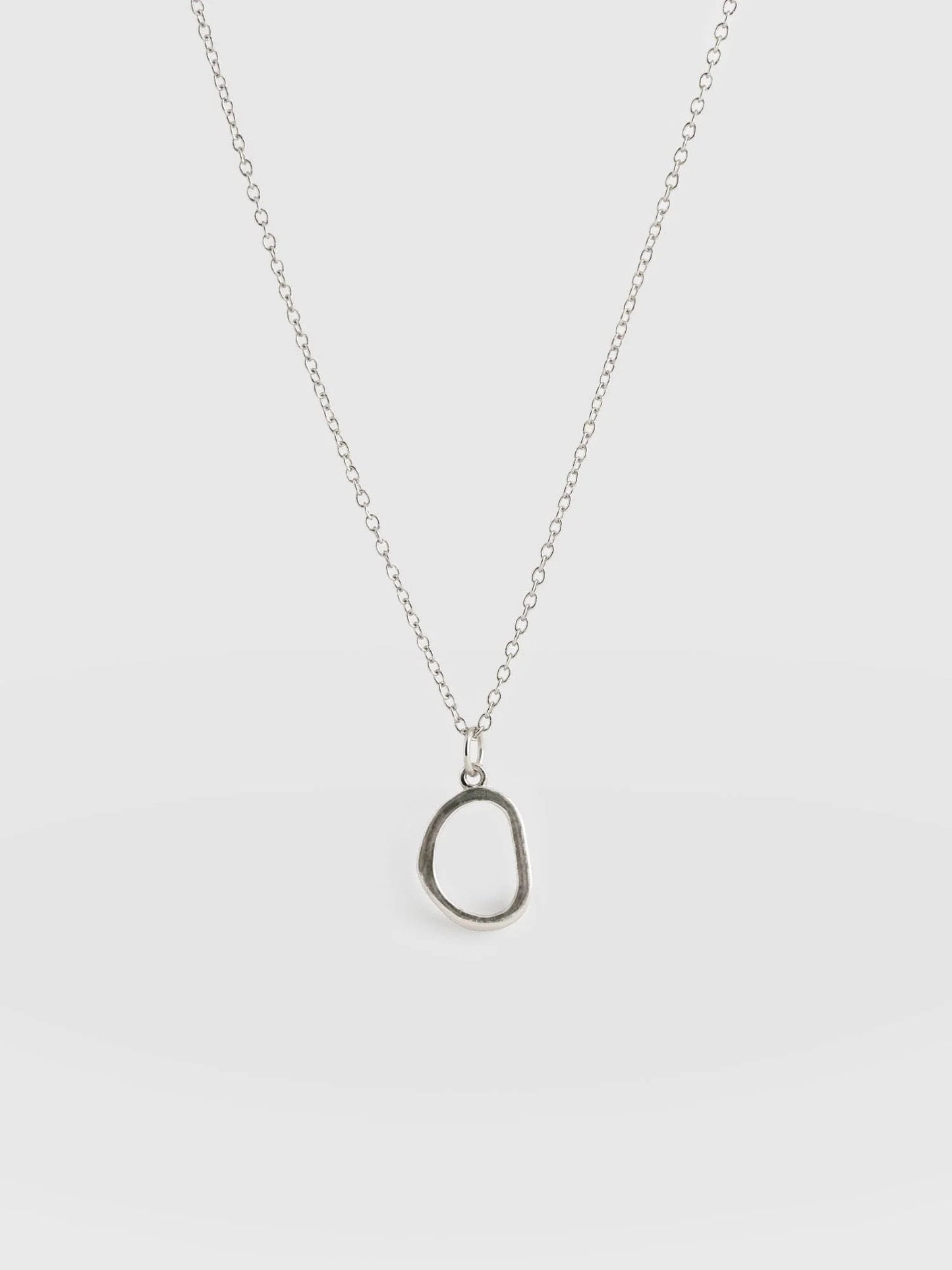 Saint + Sofia - Organic Open Oval Charm Necklace - Silver