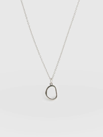 Saint + Sofia - Organic Open Oval Charm Necklace - Silver