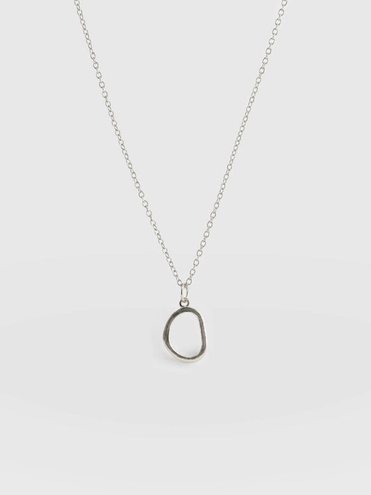 Saint + Sofia - Organic Open Oval Charm Necklace - Silver