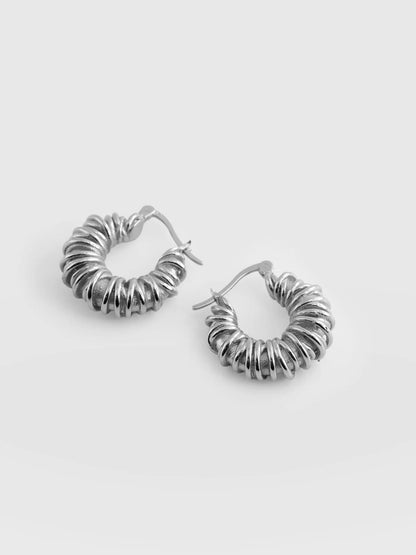 Saint + Sofia - Swirl Hoop Earrings - Silver