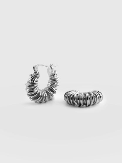 Saint + Sofia - Swirl Hoop Earrings - Silver